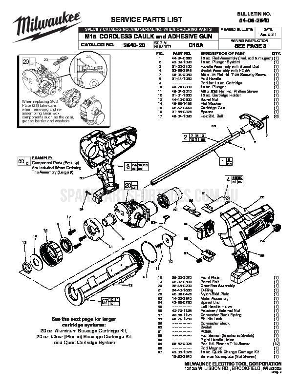 Milwaukee C18PCG Spare Parts