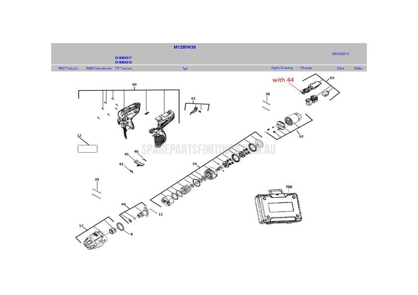 Milwaukee M12BIW38 Spare Parts