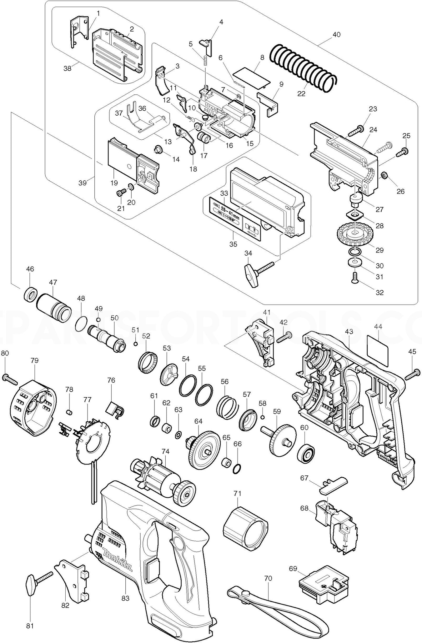 Makita BFR440 Spare Parts