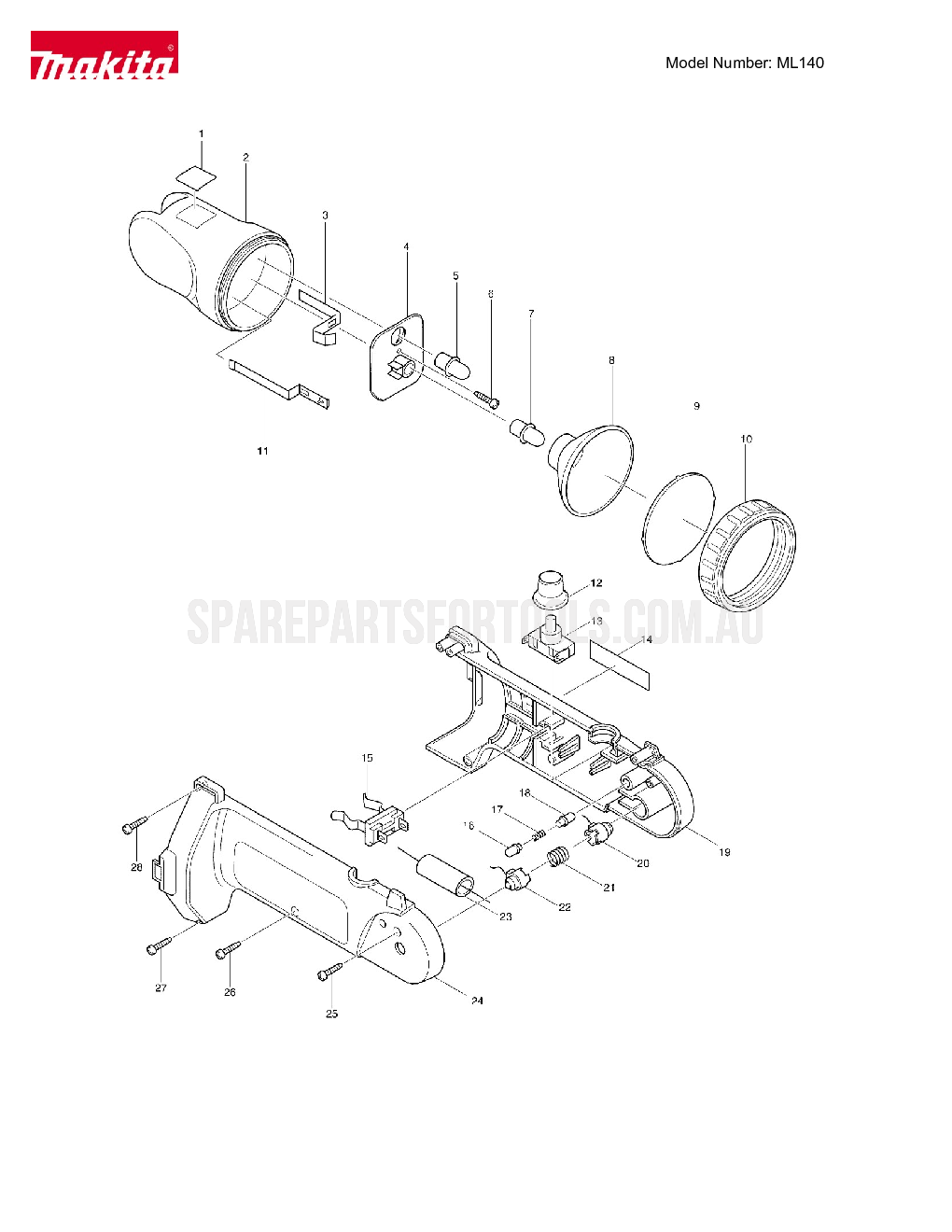 Makita ML140 Spare Parts