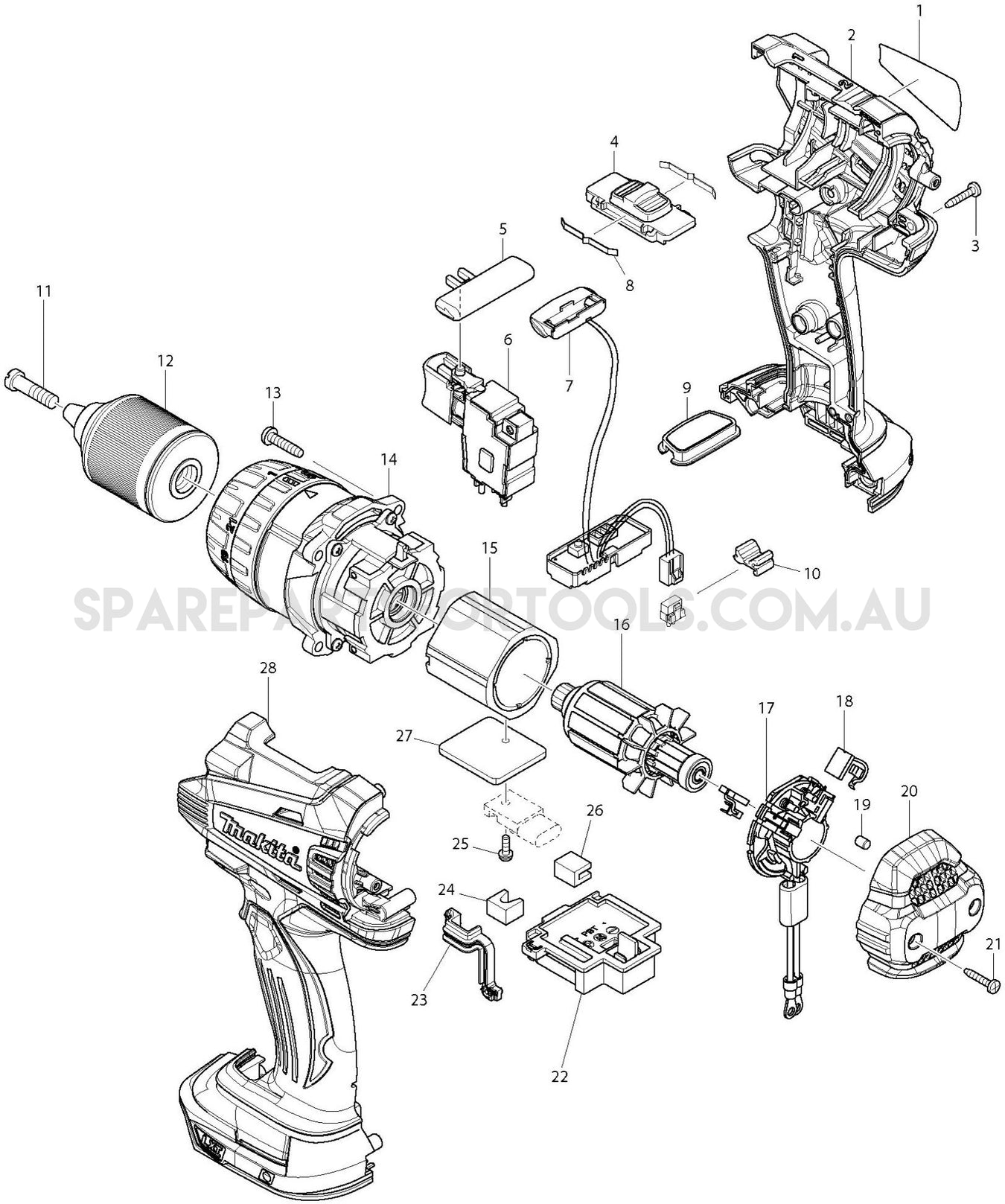 Makita DDF458Z Spare Parts