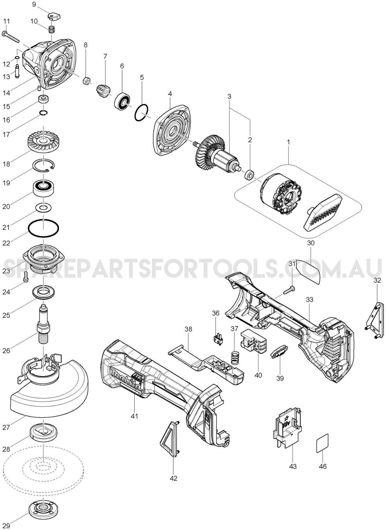 Makita DGA505Z Spare Parts