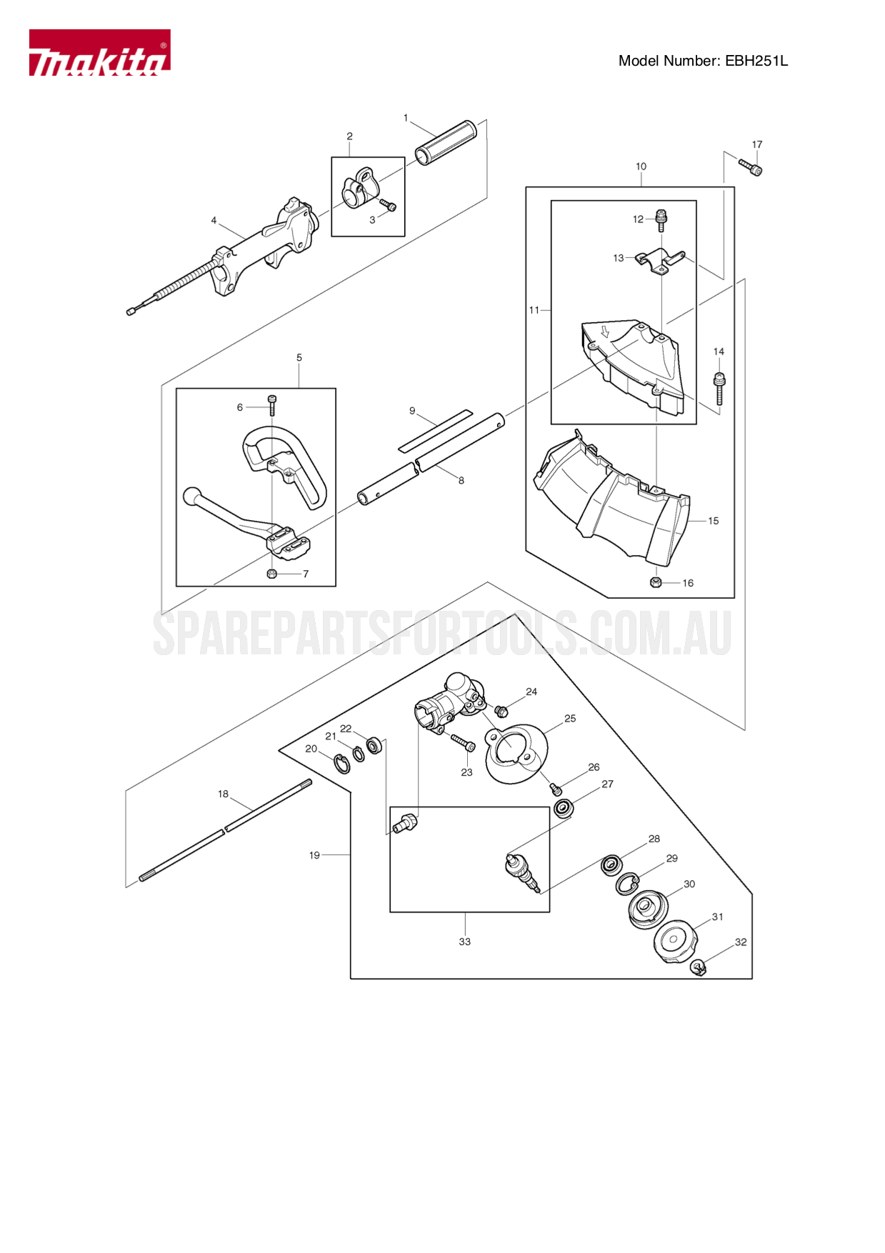 Makita EBH251L Spare Parts