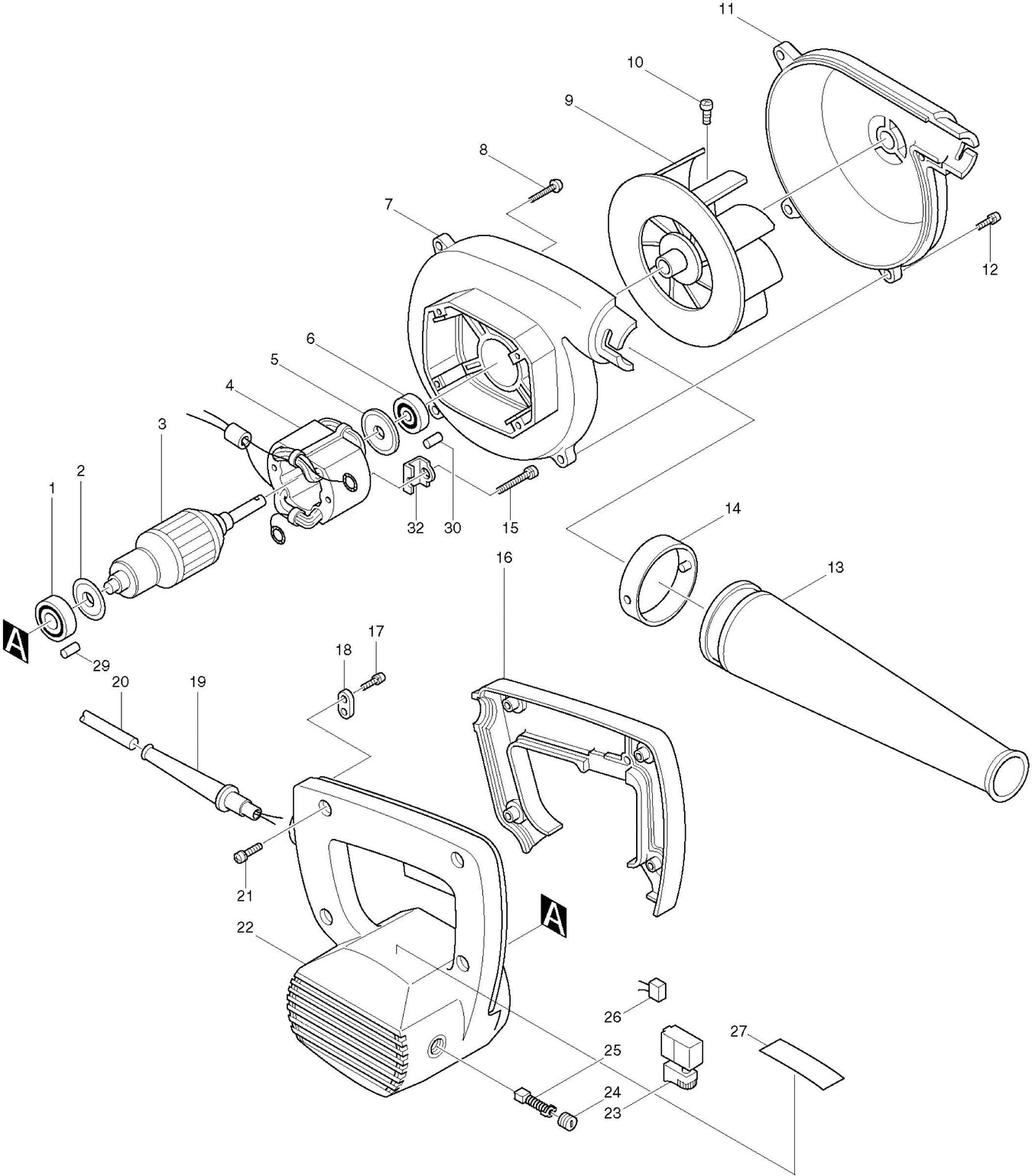 Makita 4014NV Spare Parts