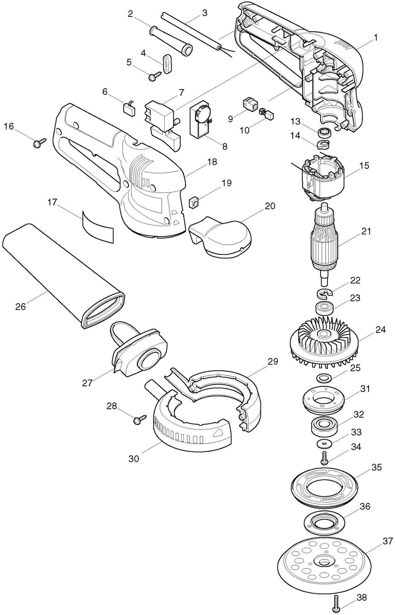 Makita BO5021 Spare Parts