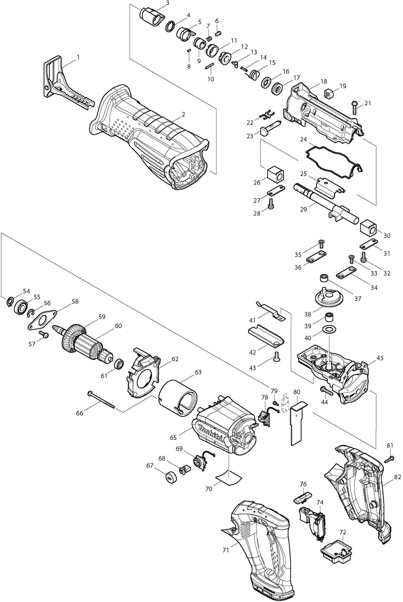 Makita DJR182 Spare Parts