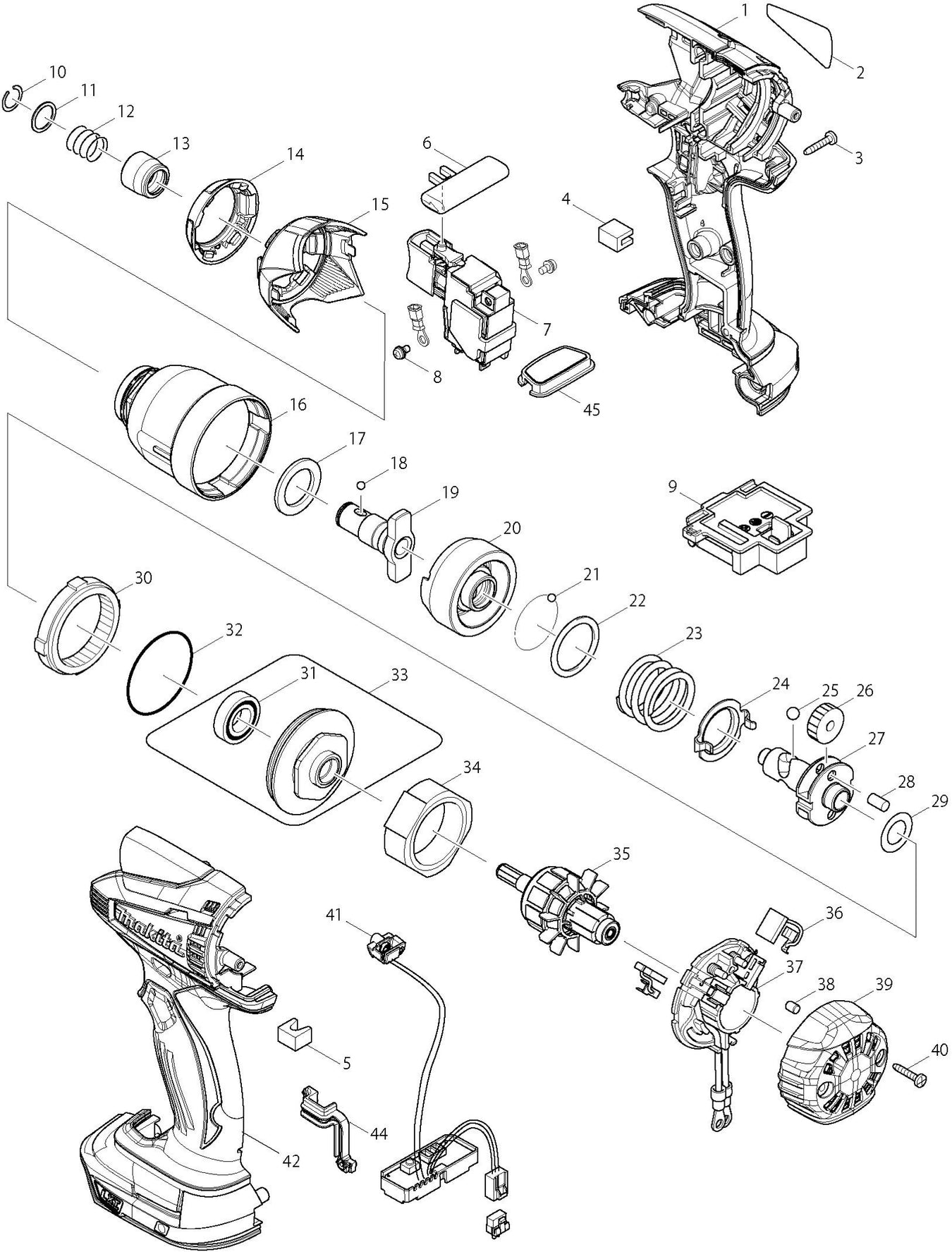 Makita DTD146 Spare Parts