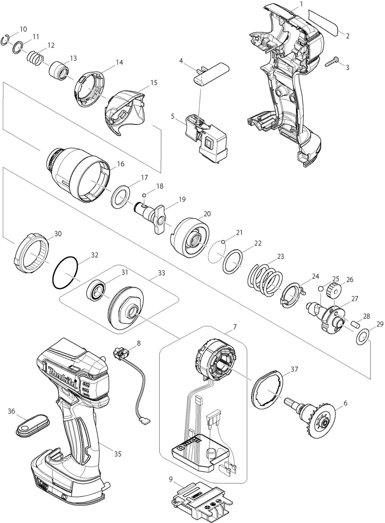Makita DTD147 Spare Parts