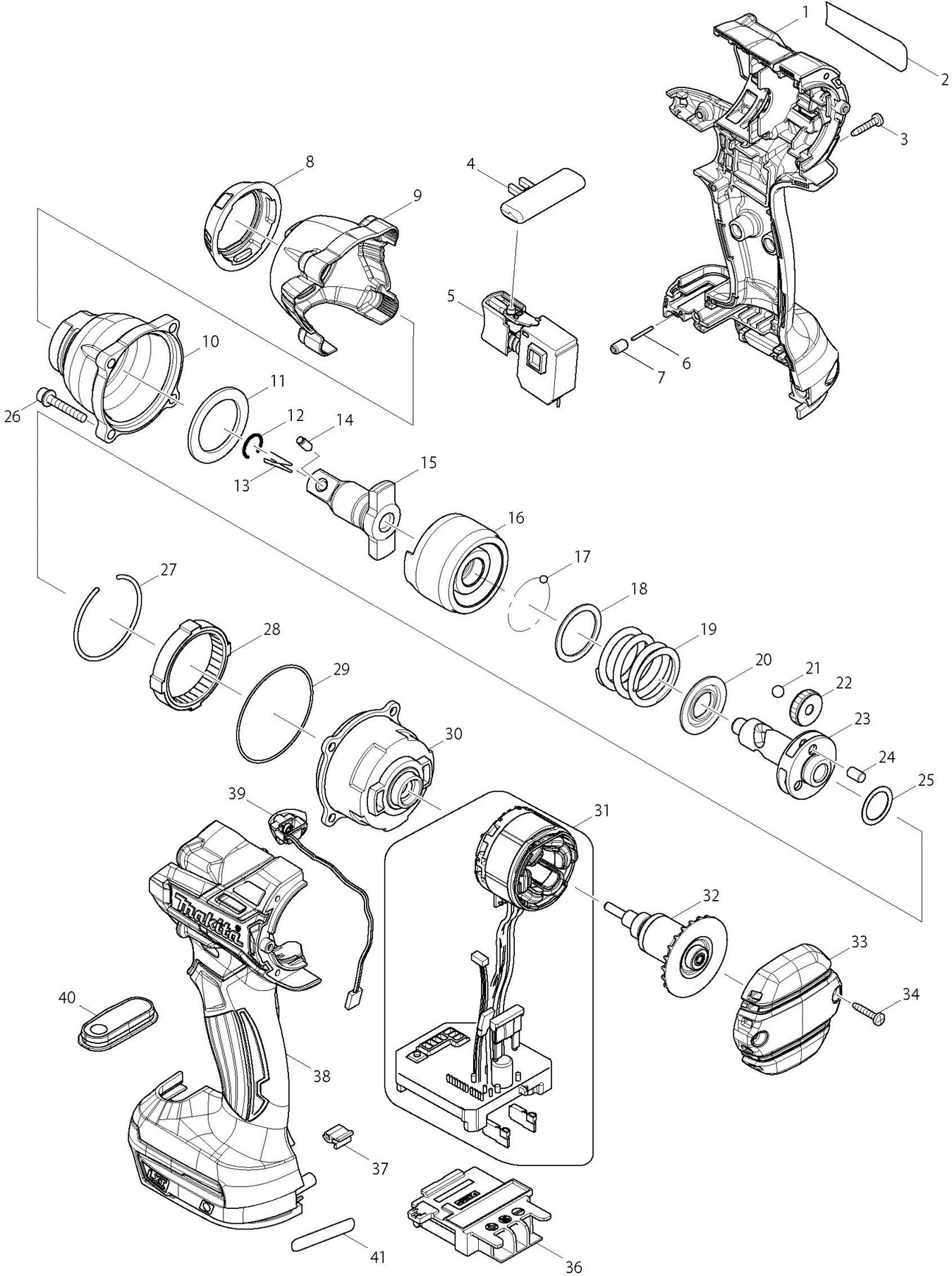 Makita DTW281 Spare Parts