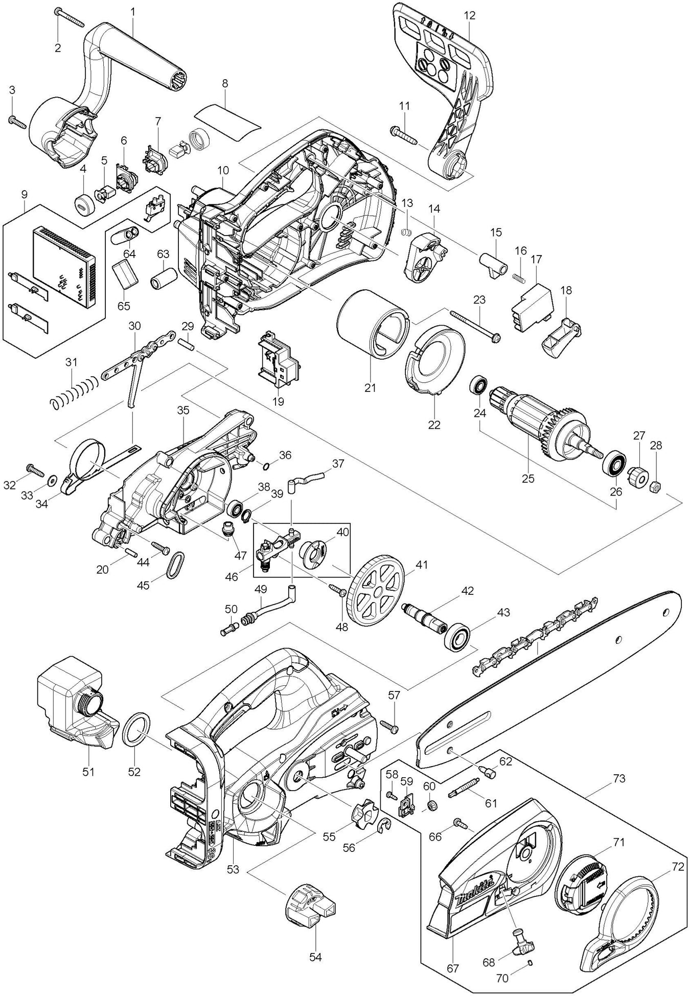 Makita DUC252 Spare Parts