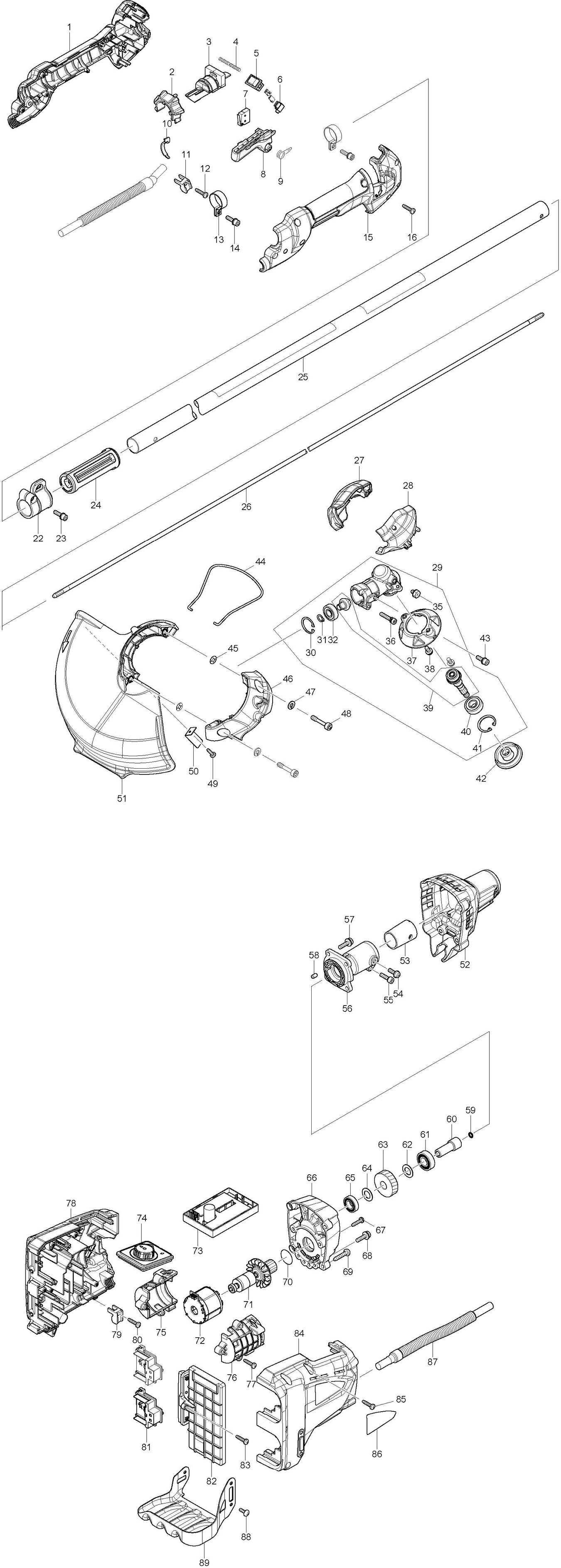 Makita DUR362L Spare Parts