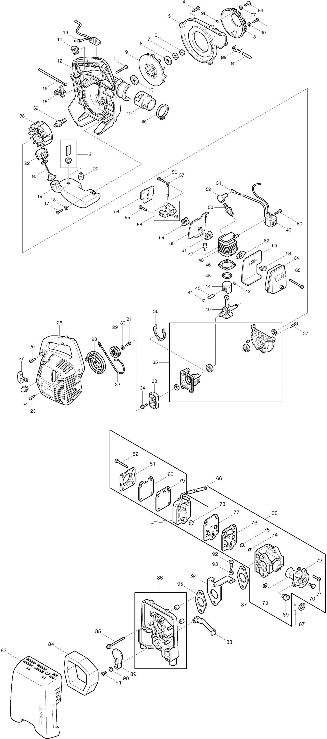 Makita RBL250 Spare Parts