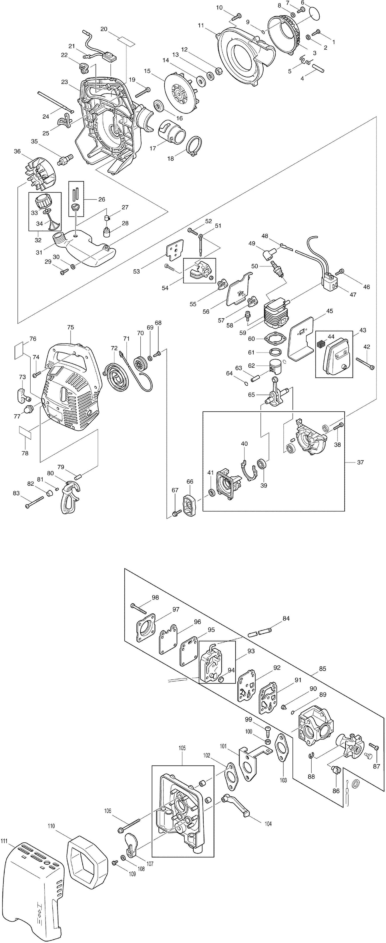 Makita RBLV250 Spare Parts