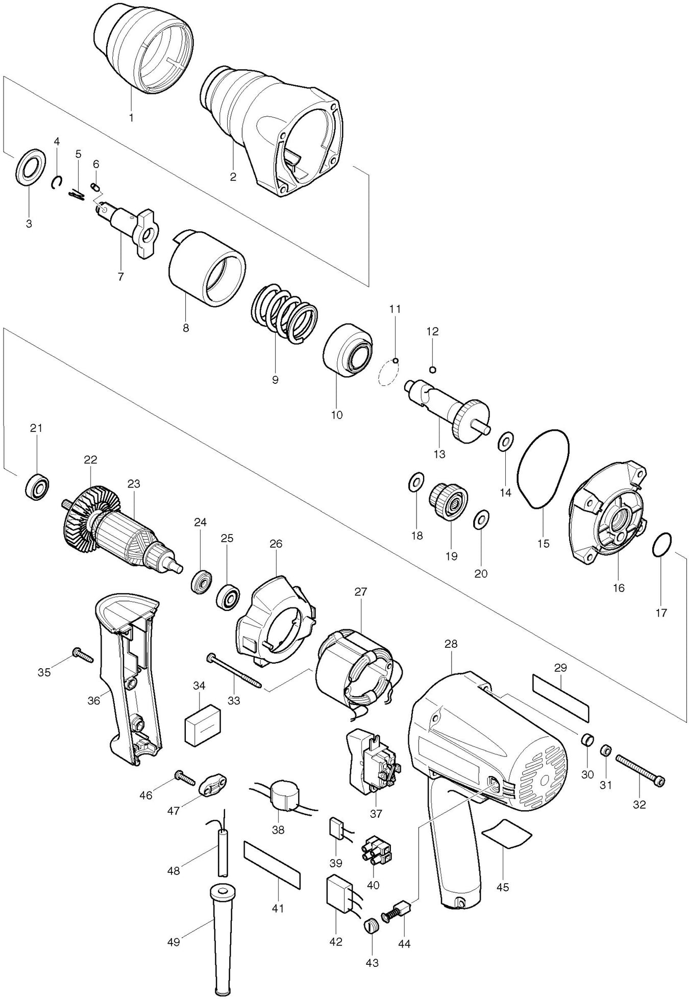 Makita TW0350 Spare Parts