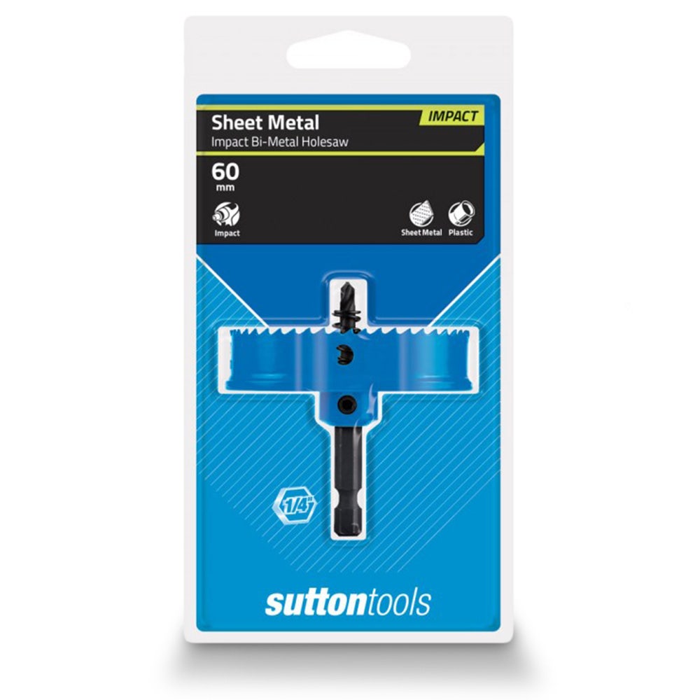 SUTTON 60MM 1/4-HEX SHANK BI-METAL SHEETMETAL HOLESAW