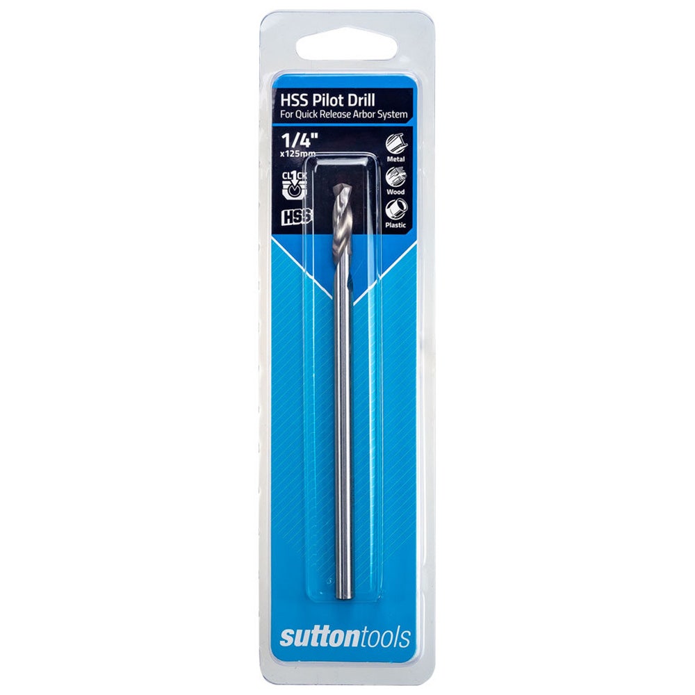 SUTTON 1/4INCH X 125MM HSS HOLESAW PILOT DRILL BIT - QUICK RELEASE ARBOR SYSTEM