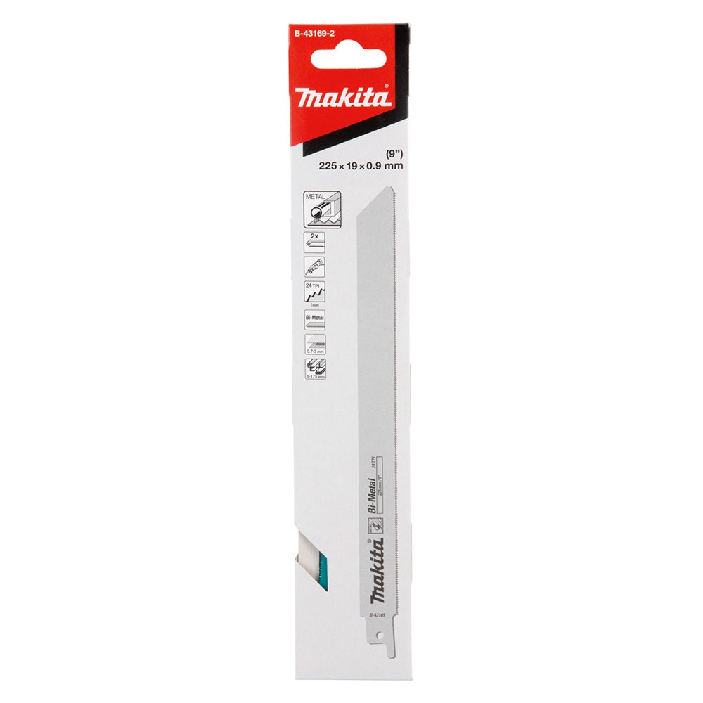 Makita Recipro Blade Bi-Metal 225Mm X 0.9Mm X 24Tpi - 2Pk - Metal B-43169-2