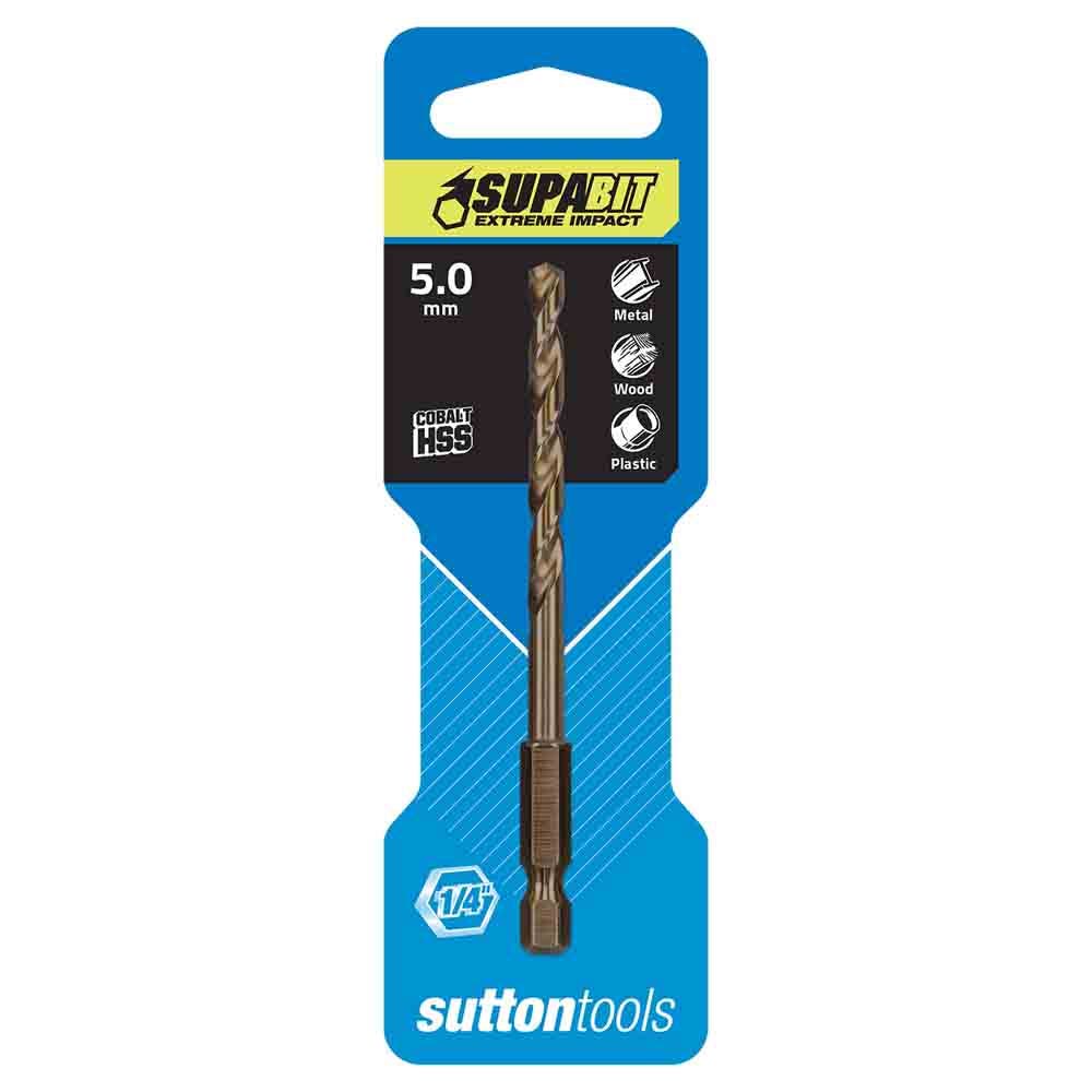SUTTON 5.0MM 1/4-HX DRILL BIT HSS CO METAL SUPABIT D2130500