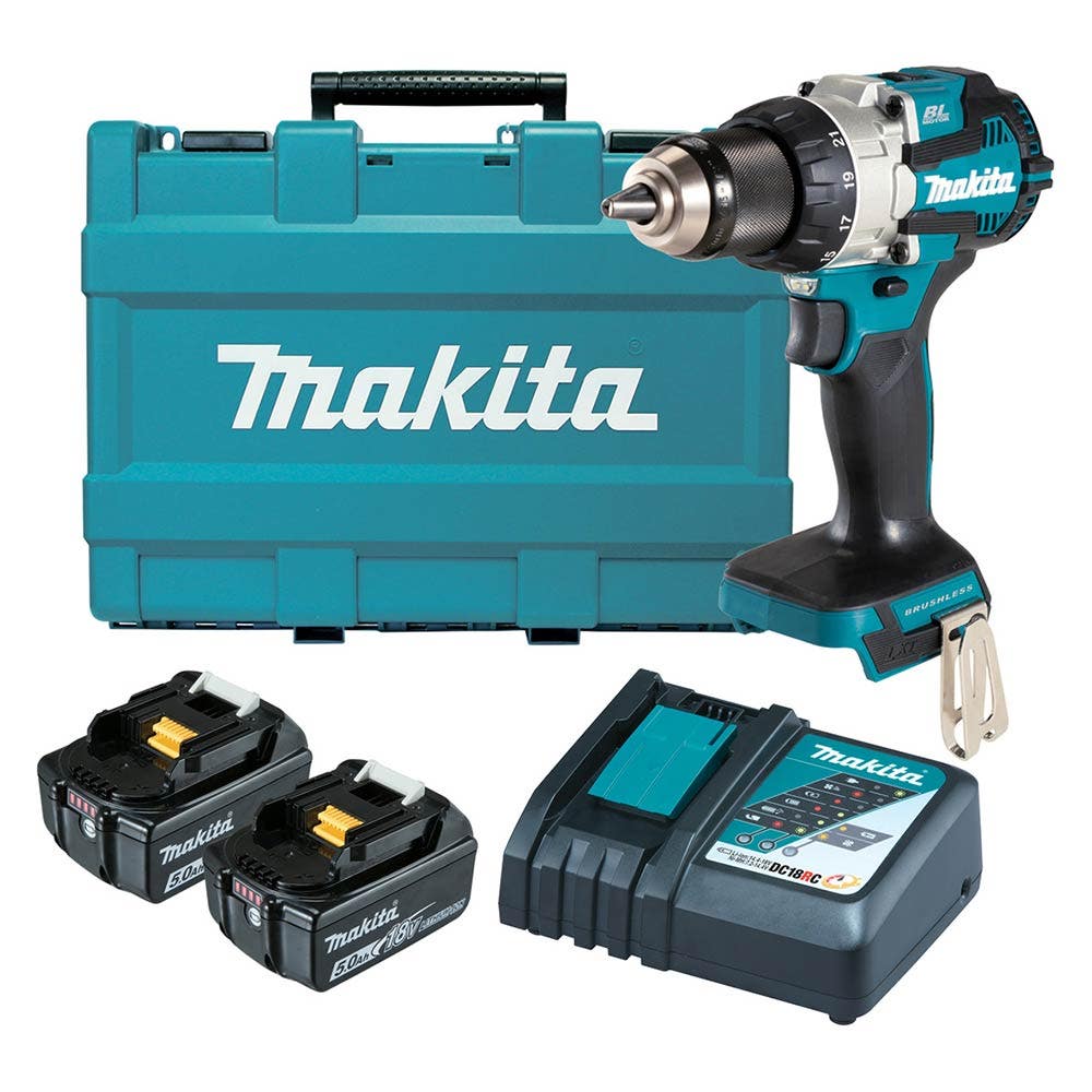 Makita 18V Brushless 2 X 5.0Ah 13Mm Driver Drill Kit Ddf489Rte