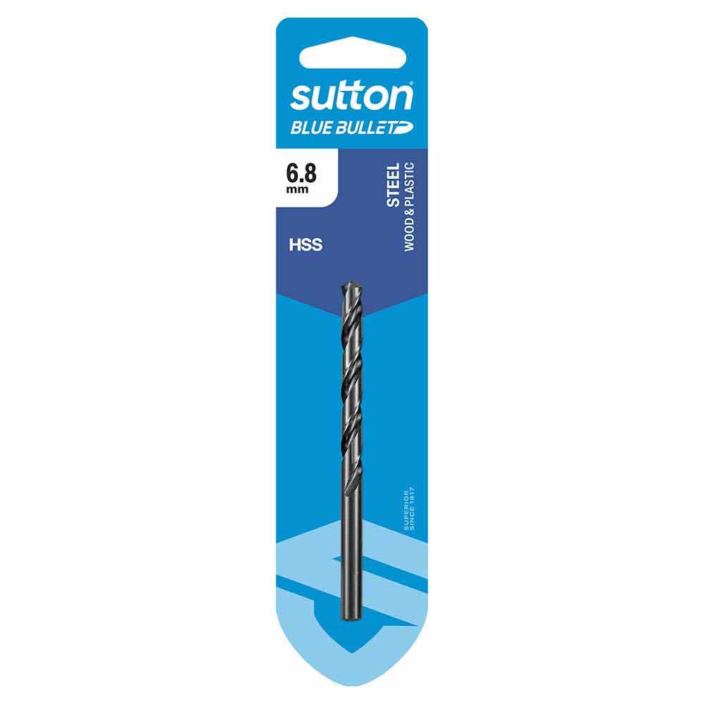 SUTTON 6.8 X 109MM HSS BLUE BULLET CARD JOBBER METAL DRILL BIT D102H0680