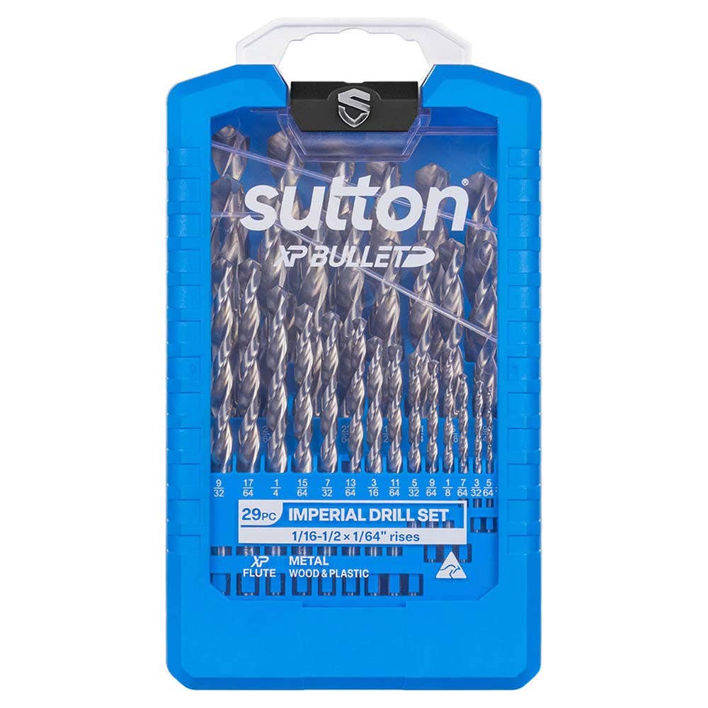SUTTON 1/16-1/2IN HSS BRIGHT XTREME PRECISION XP BULLET DRILL JOBBER SET - 29 PIECE D220S29