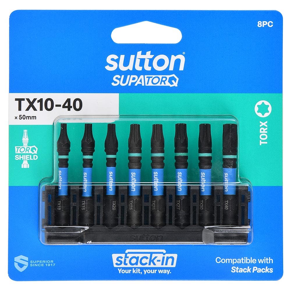 SUTTON Stack- In TX10-TX40  x 50mm Screwdriver Bit Set - 8 Piece S212S08B