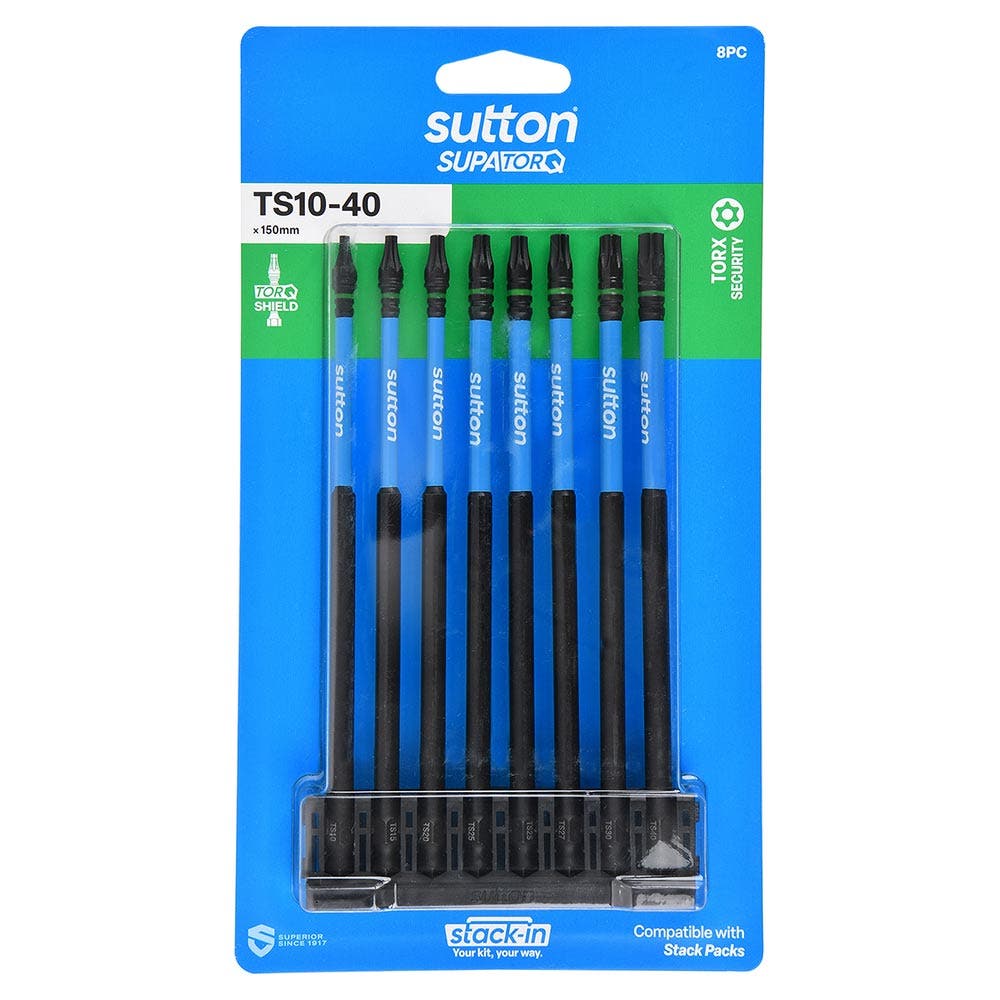 SUTTON Stack- In TS10-TS40X  x 150mm Security Screwdriver Bit Set - 8 Piece S214S08G