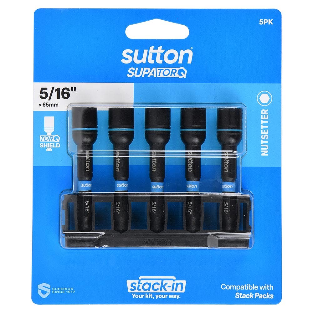 SUTTON 1/4''-5/16" X 65MM NUTSETTER BIT SET MAGNETIC - 5 PIECE S230T05CB