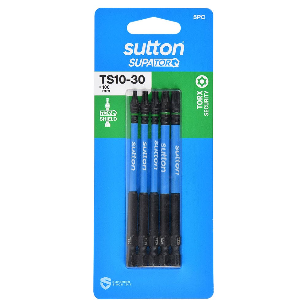 SUTTON SUPATORQ TS10-TS30 X 100MM TORX SECURITY SCREWDRIVER BIT - 5 PIECE S214S05E30