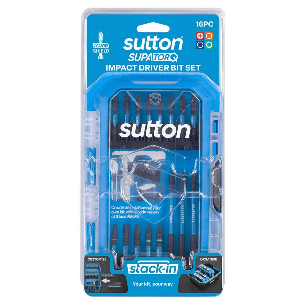 SUTTON SUPATORQ SCREWDRIVER BIT SET S250 STACK-IN - 16 PIECE S250S16A