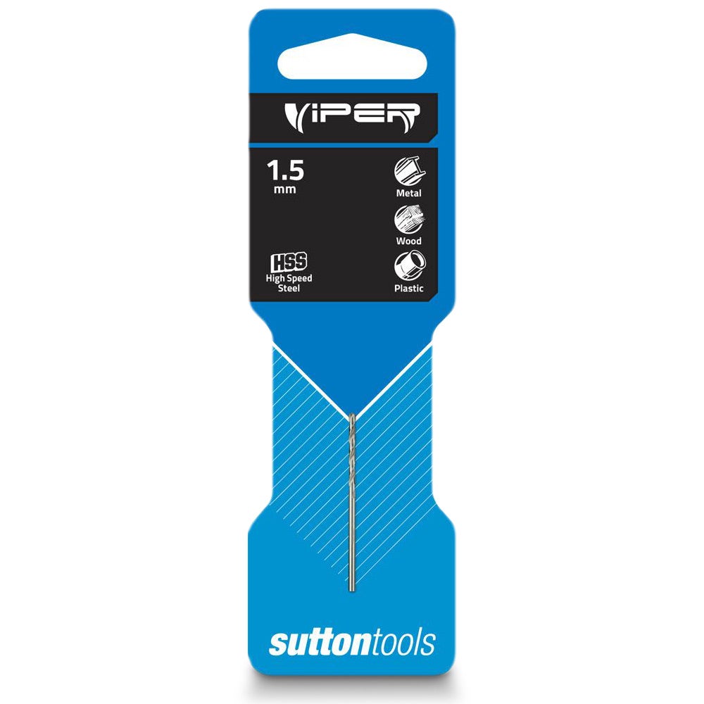 SUTTON 1.5 X 40MM HSS-BRIGHT JOBBER DRILL BIT - VIPER D1050150