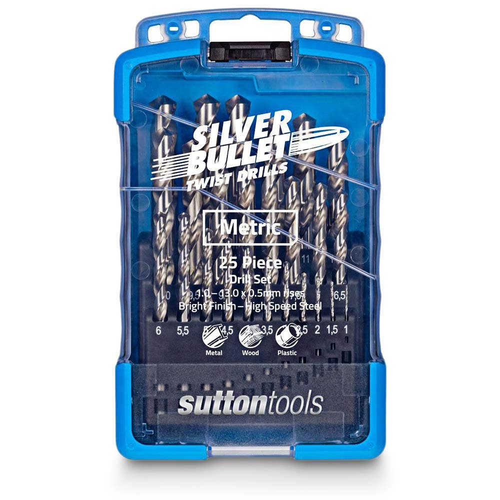 SUTTON 1-13MM METRIC HSS-BRIGHT JOBBER DRILL BIT SET - SILVER BULLET - 25 PIECE D101SM3