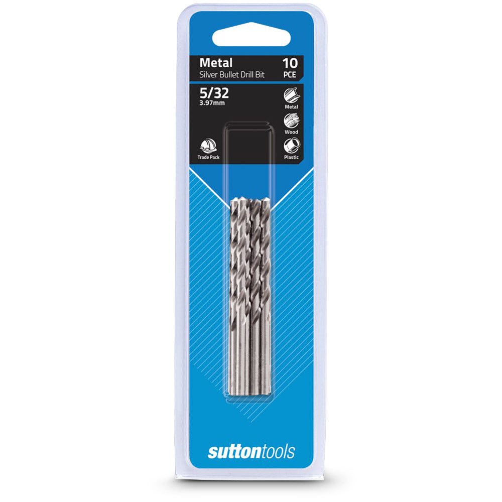SUTTON 5/32 X 3.1/4INCH METAL JOBBER DRILL BIT HSS SILVER BULLET - 10 PIECE