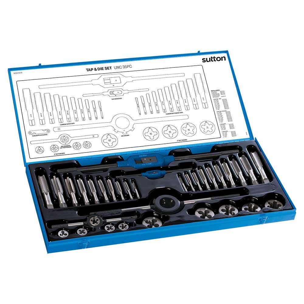 SUTTON 1/4-1INCH UNC TAP & DIE SET - 34 PIECE M500NC35