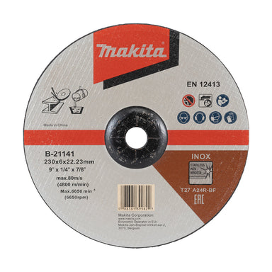 Makita 230mm x 6mm x 22.23 D/C INOX GRINDING DISC A24R - 10pk B-21141-10