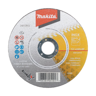 Makita 100mm x 1.6mm x 16mm INOX / METAL CUTTING DISC A36S - 25pk  B-45749-25