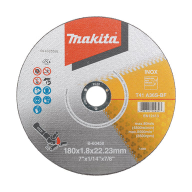 Makita 180mm x 1.8mm x 22mm INOX / METAL CUTTING DISC A36S - 40pk  B-60458-40