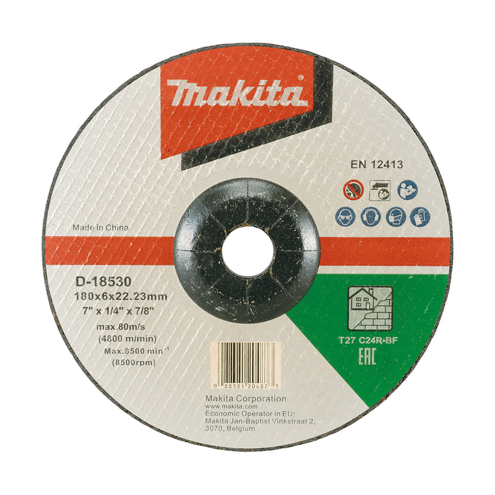 Makita 180mm x 6mm x 22mm D/C MASONRY GRINDING DISC C24R - 20pk D-18530-20
