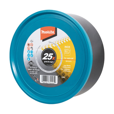 Makita 100mm x 1mm x 16mm LONG LIFE INOX CUTTING DISC A60V - 25pk Tub E-17108-25