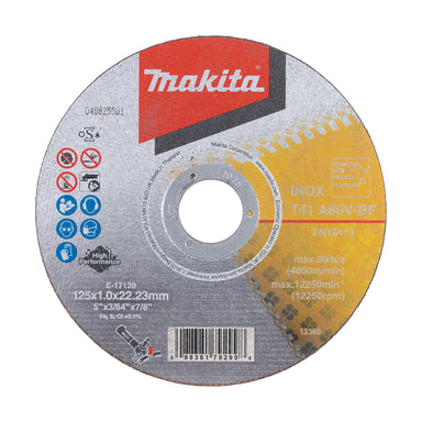 Makita 125mm x 1mm x 22mm LONG LIFE INOX CUTTING DISC A60V - 12pk Tub E-17120-12