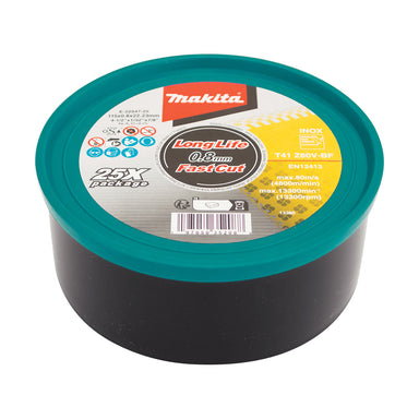 Makita 115mm x 0.8mm x 22mm ULTRA THIN INOX CUTTING DISC Z60V - 25pk Tub E-22947-25