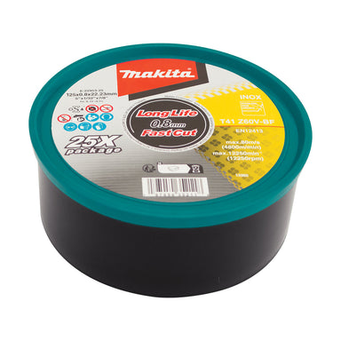 Makita 125mm x 0.8mm x 22mm ULTRA THIN INOX CUTTING DISC Z60V - 25pk Tub E-22953-25