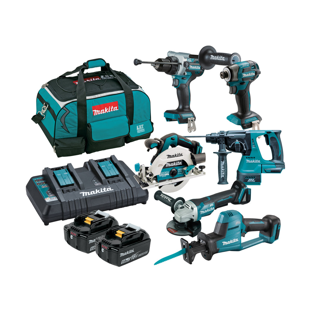 Makita 18V Brushless 6 Piece 2 X 5.0Ah Combo Kits Dlx6136Tx1