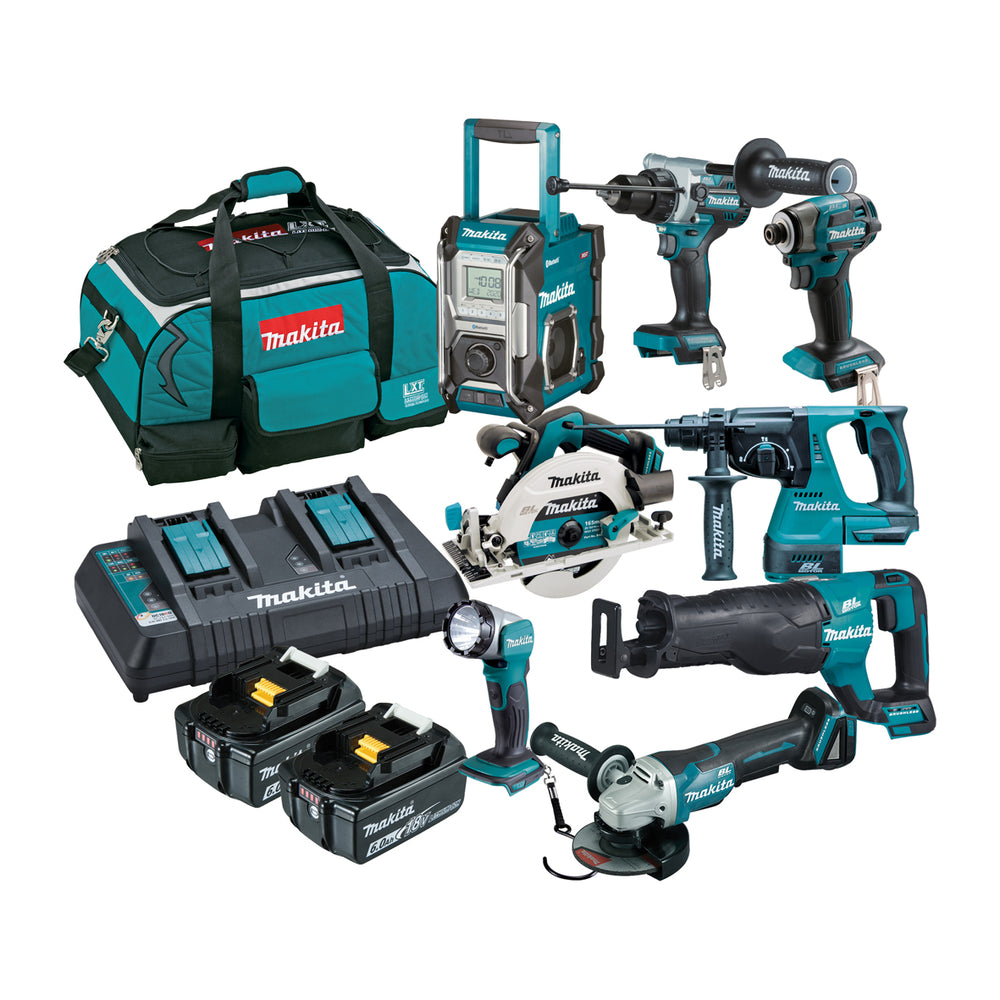 Makita 18V Brushless 8 Piece 2 X 6.0Ah Combo Kit Dlx8059Gx1