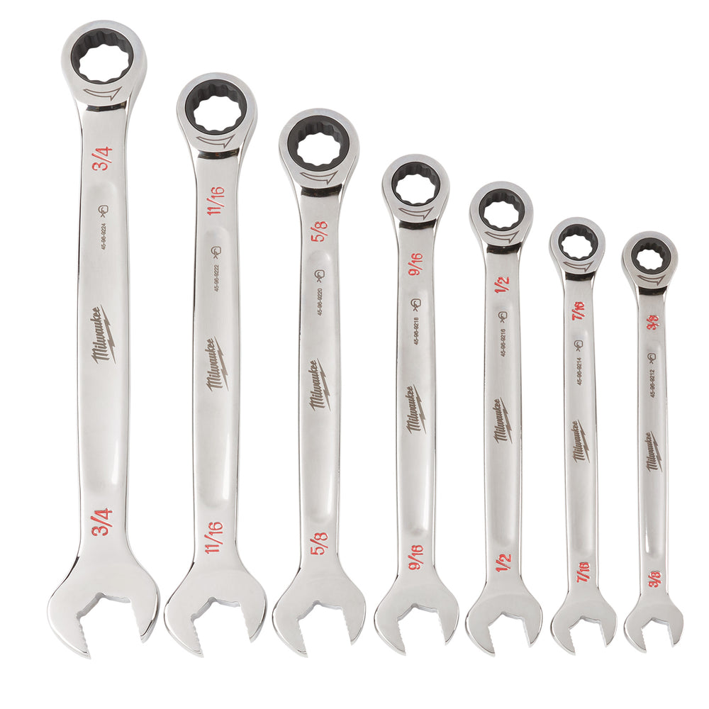 Milwaukee 7pc Ratcheting Combination Wrench Set - SAE 48229406