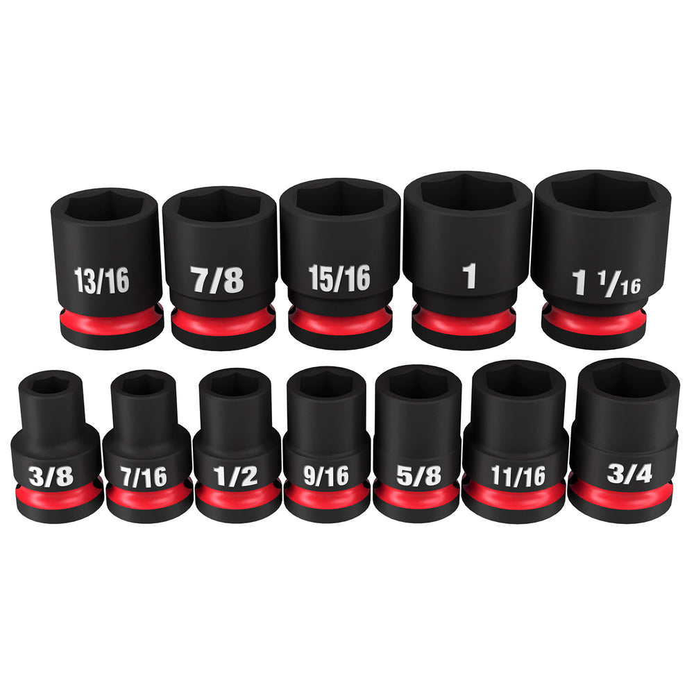 Milwaukee Shockwave 1/2" Drive 12 Piece SAE Standard 6 Point Impact Socket Set 49667010