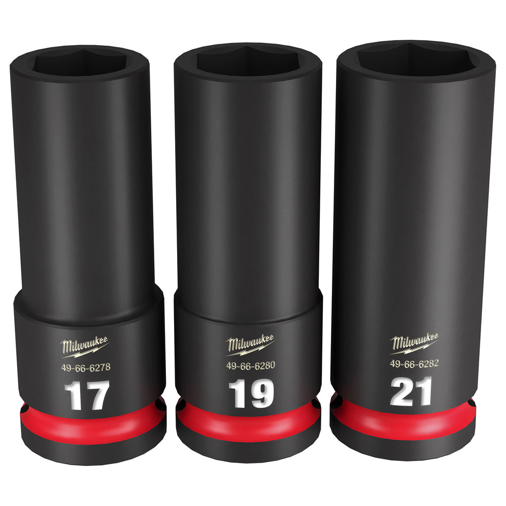 Milwaukee Shockwave 1/2" Drive 3 Piece Metric Deep 6 Point Impact Socket Set 49667025