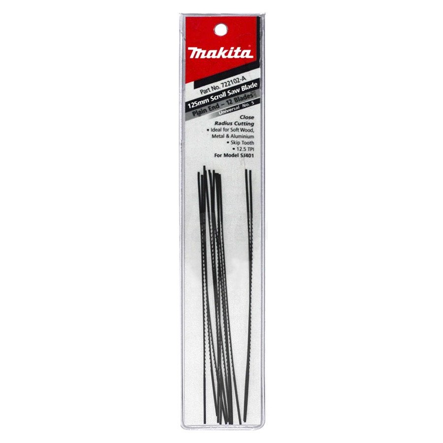 MAKITA SCROLL SAW BLADE PLAIN END /130mm O/L x 12.5TPI - (12PK) 722102-A