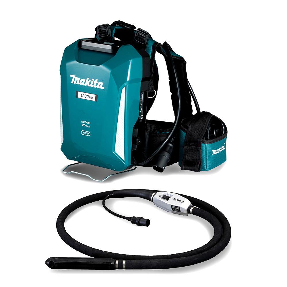 Makita VR002CX3 40V Max Direct Connect 43mm x 3000mm Concrete Vibrator with 33.5Ah Portable Power Supply
