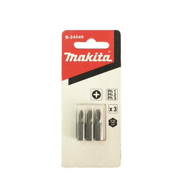 MAKITA PH1/2/3 x 25mm SCREWDRIVER BIT (3PK) B-24549